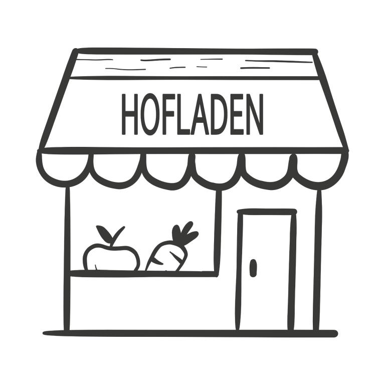 Hofladen in Durbach Hofladen mit einem Fenster, in dem Obst und Gemüse sichtbar sind.