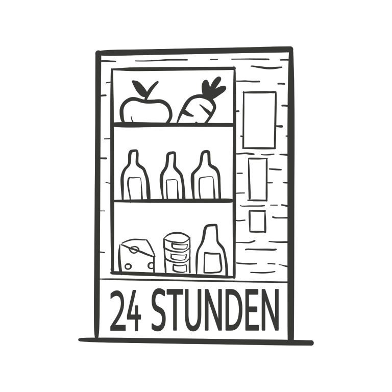 Verkaufsautomat Automat mit Lebensmitteln und Getränken, geöffnet 24 Stunden.